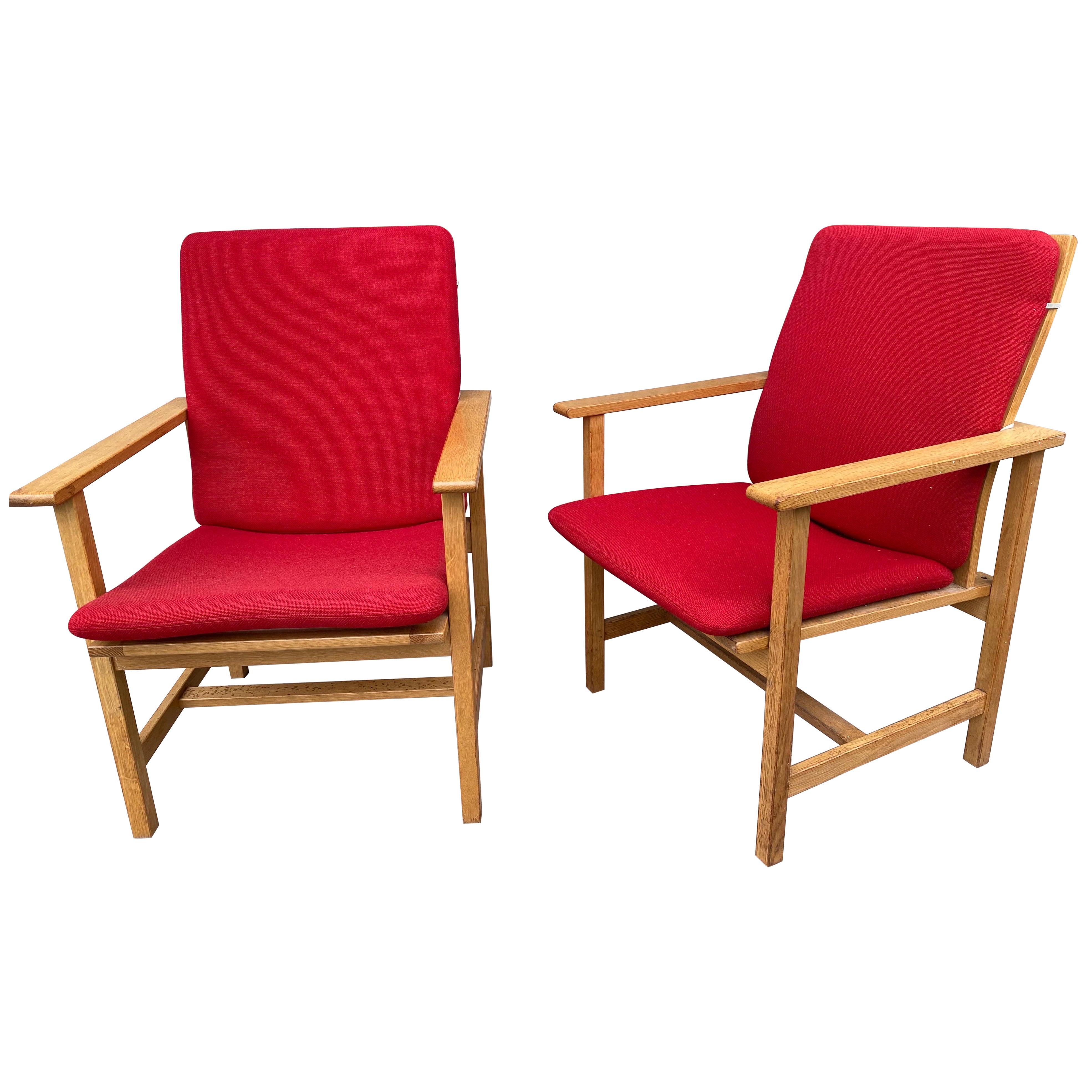 Børge Mogensen Model 2257 oak armchair pair