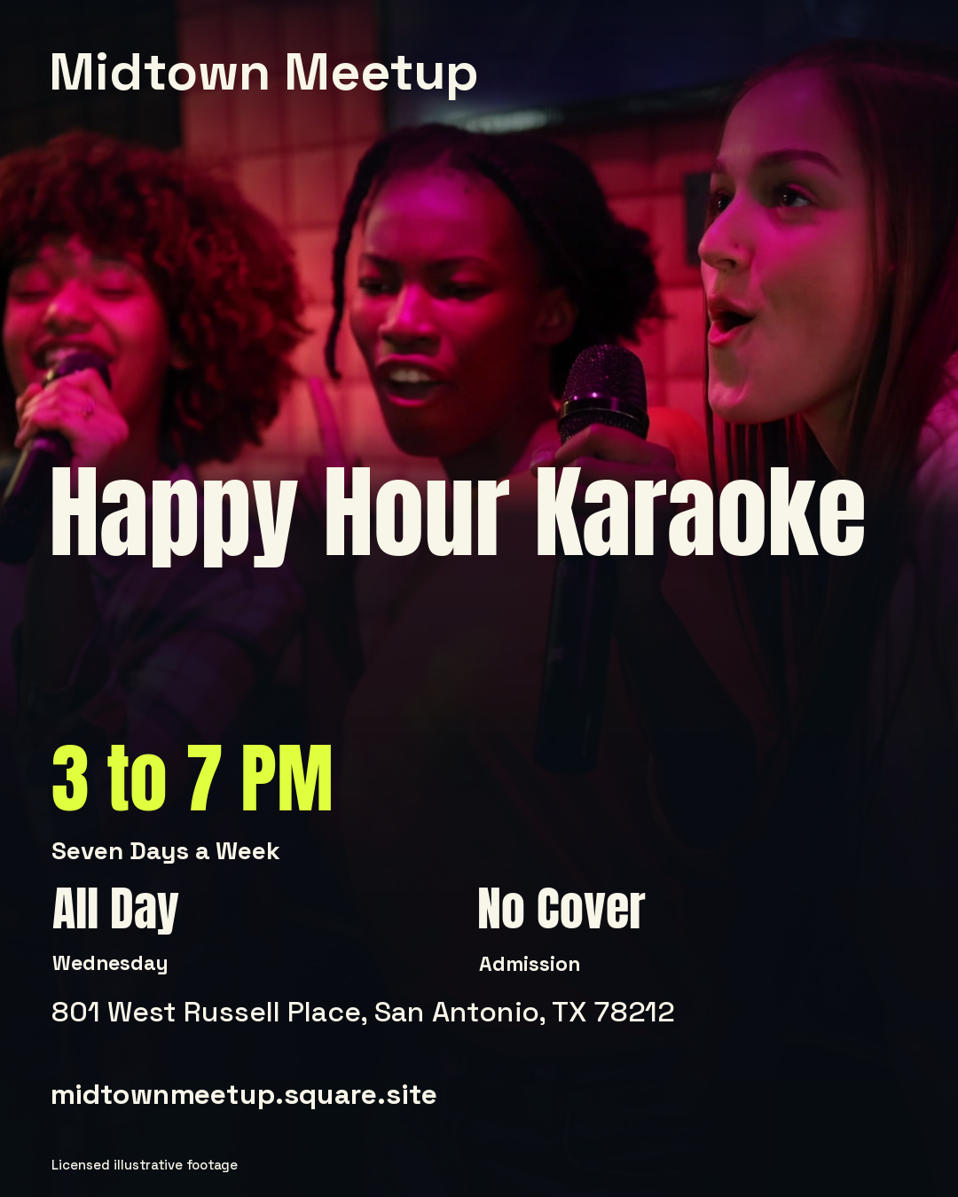 Licensed stock karaoke performance used as illustrative campaign photography.