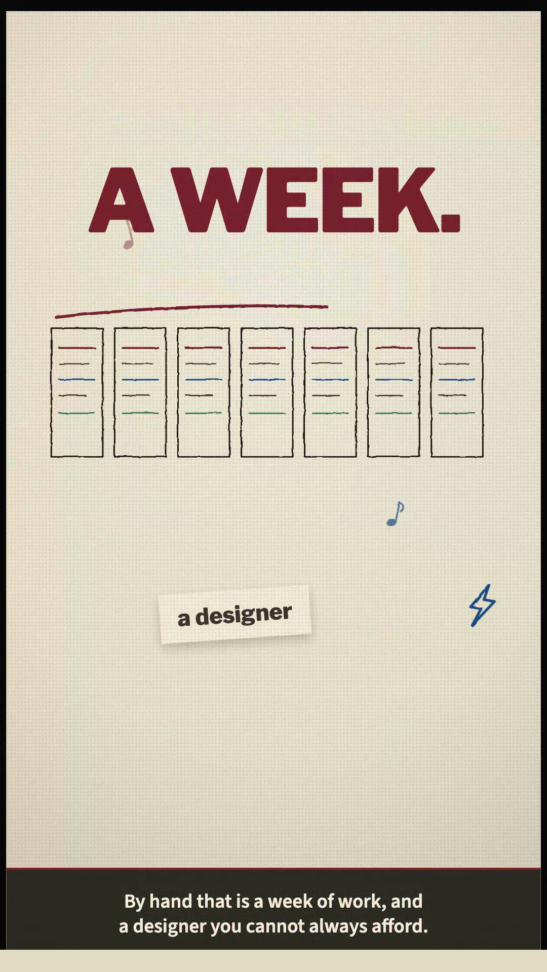 A week, and a designer you cannot always afford